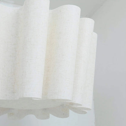 Fabric Drum Pendant Light 16-Inch White Taupe Hanging Fixture E27 Socket Contemporary Dining Room Bedroom Suspended Ceiling Lamp Soft Diffus