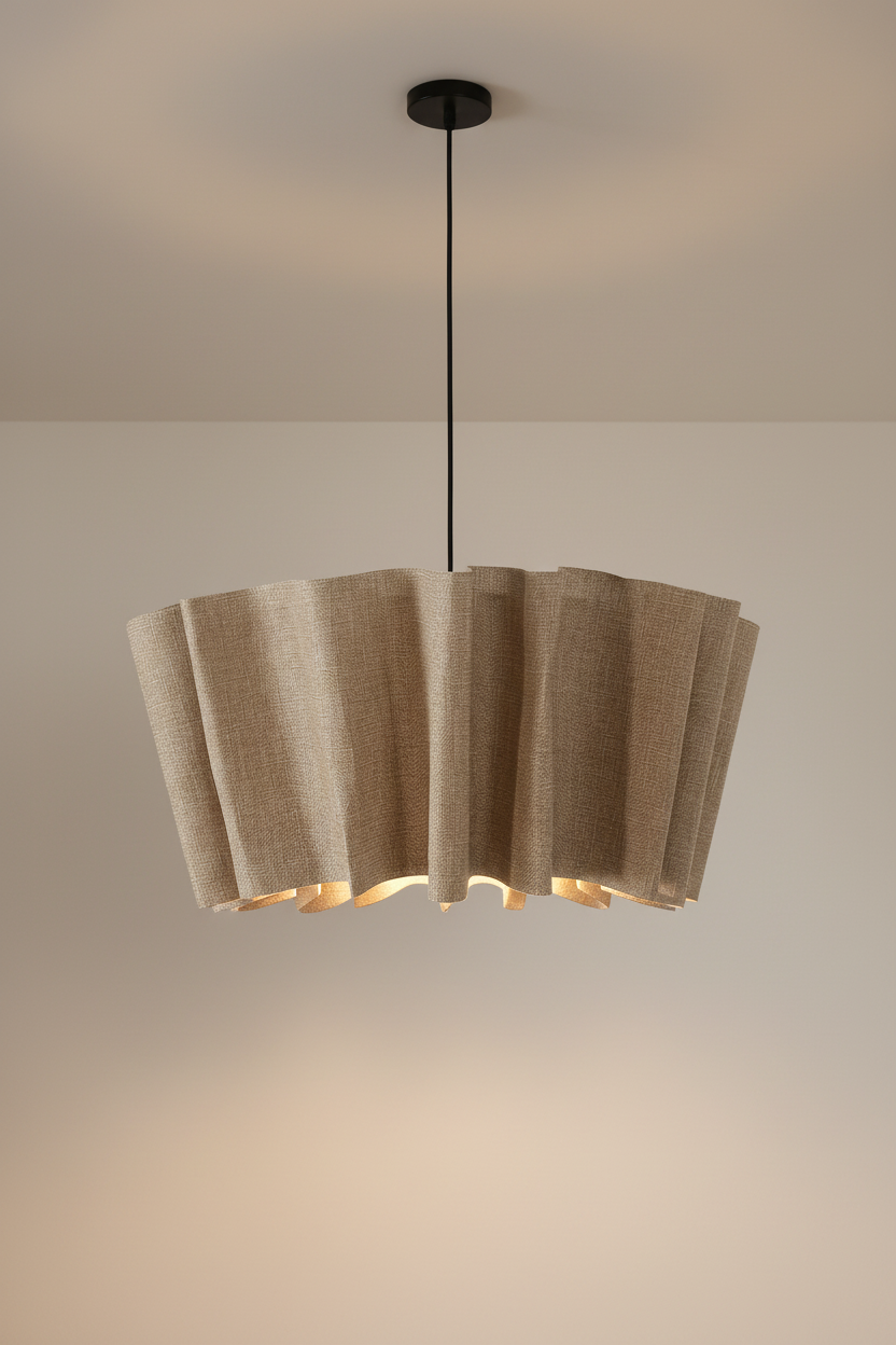 Fabric Drum Pendant Light 16-Inch White Taupe Hanging Fixture E27 Socket Contemporary Dining Room Bedroom Suspended Ceiling Lamp Soft Diffus