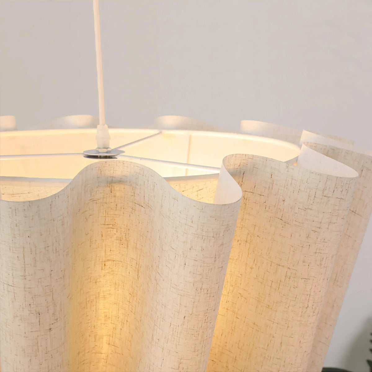 Fabric Drum Pendant Light 16-Inch White Taupe Hanging Fixture E27 Socket Contemporary Dining Room Bedroom Suspended Ceiling Lamp Soft Diffus