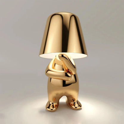 Sculptural Figure Desk Lamp USB Rechargeable LED Touch Control Gold Iron Adjustable for Office Study Reading Bedroom Nightstand Table Home D