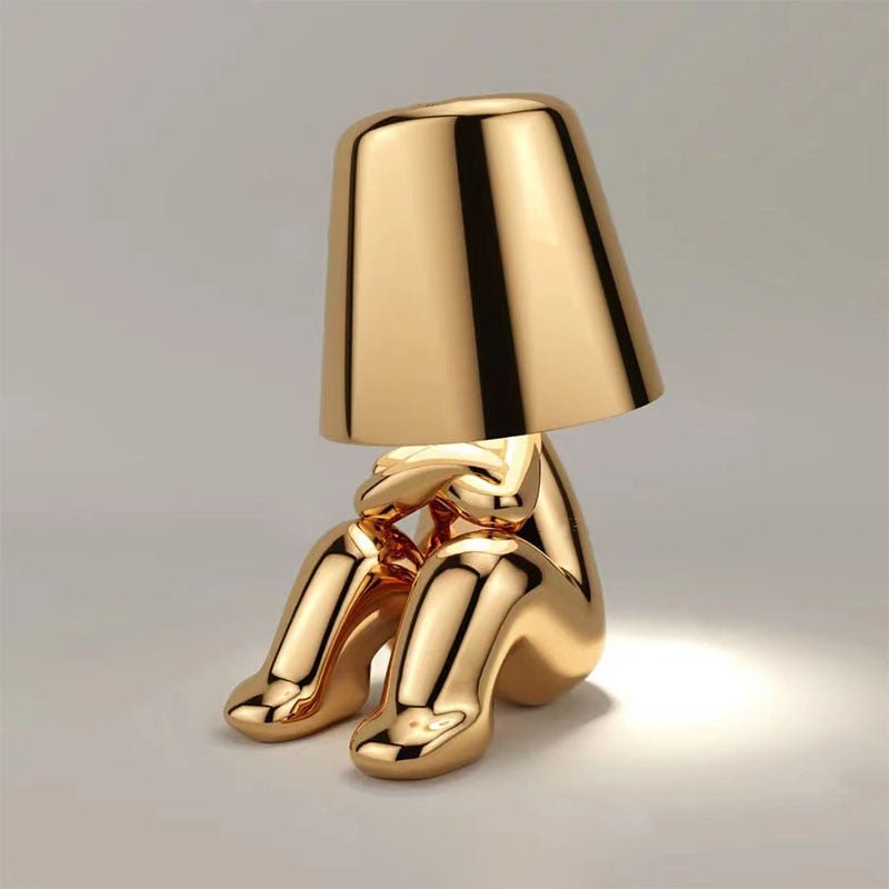Sculptural Figure Desk Lamp USB Rechargeable LED Touch Control Gold Iron Adjustable for Office Study Reading Bedroom Nightstand Table Home D