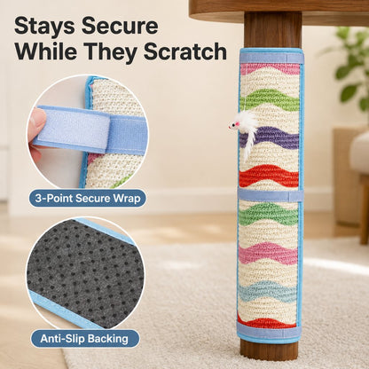 Ortekor Wrap-Around Sisal Cat Scratcher for Table Legs – Furniture Protector for Indoor Cats