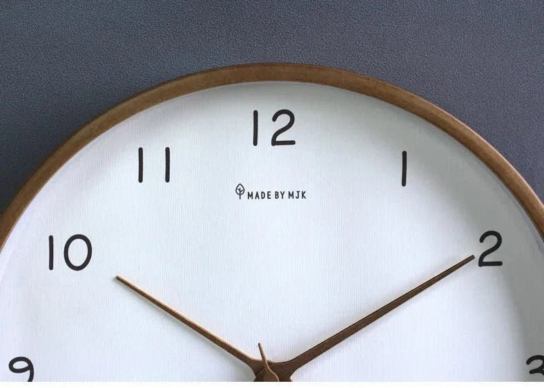 Natural Wood Round Analog Wall Clock – Silent Sweep Movement – Modern Minimalist Timepiece for Living Room, Bedroom, Kitchen, Office – 10