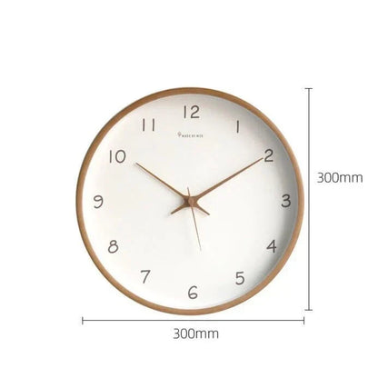 Natural Wood Round Analog Wall Clock – Silent Sweep Movement – Modern Minimalist Timepiece for Living Room, Bedroom, Kitchen, Office – 10