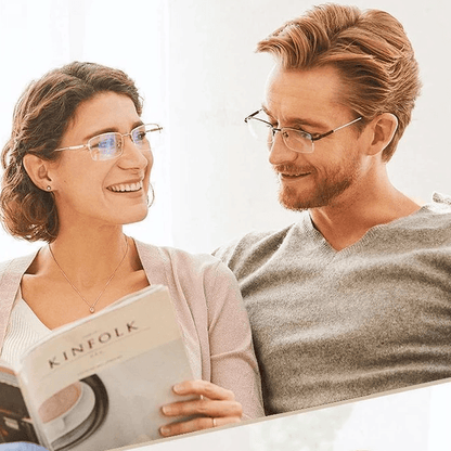 Lightweight Titanium Progressive Reading Glasses for Near & Far Vision — Multi-Focus Anti-Blue Light Eyewear for Men & Women, Everyday