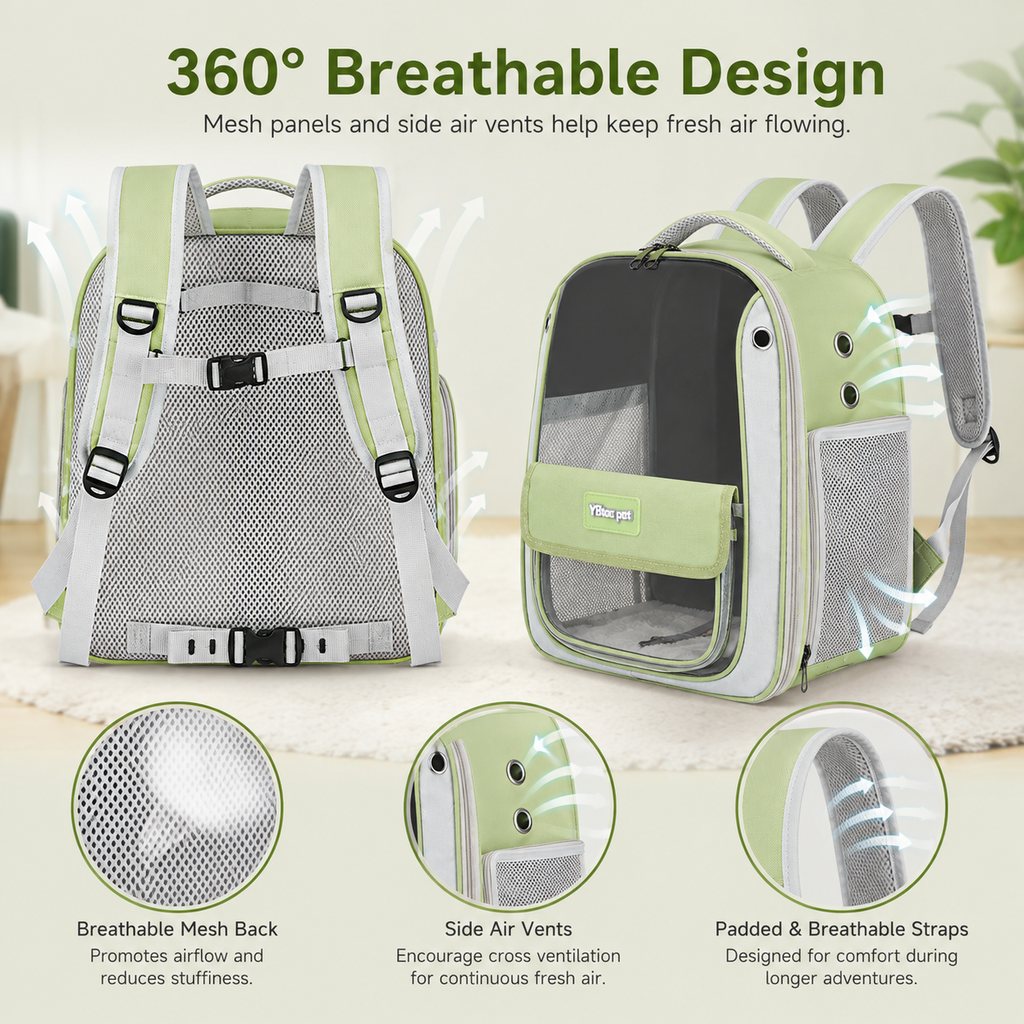 Ortekor Transparent Cat Backpack Carrier for Travel & Vet Visits - Breathable, Roomy Pet Backpack for More Comfortable Trips