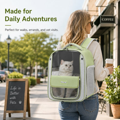 Ortekor Transparent Cat Backpack Carrier for Travel & Vet Visits - Breathable, Roomy Pet Backpack for More Comfortable Trips