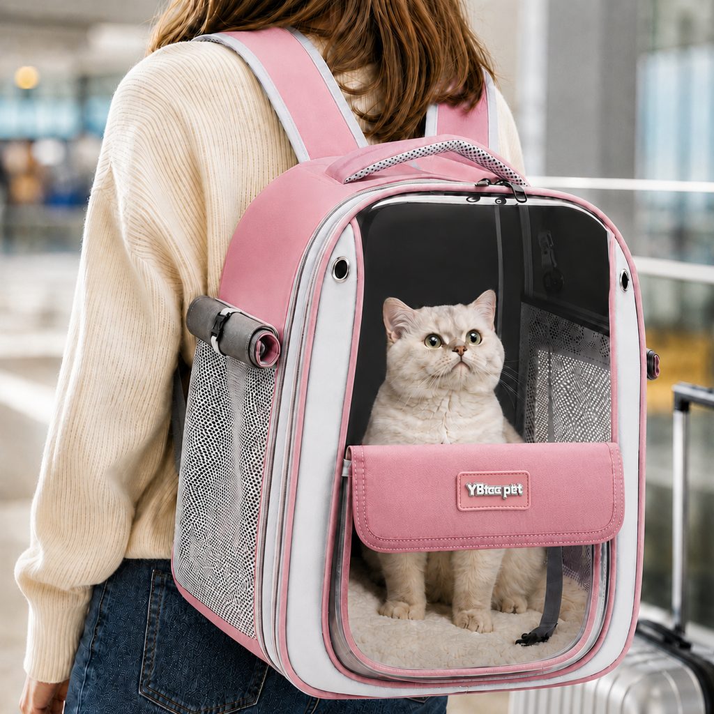 Ortekor Transparent Cat Backpack Carrier for Travel & Vet Visits - Breathable, Roomy Pet Backpack for More Comfortable Trips