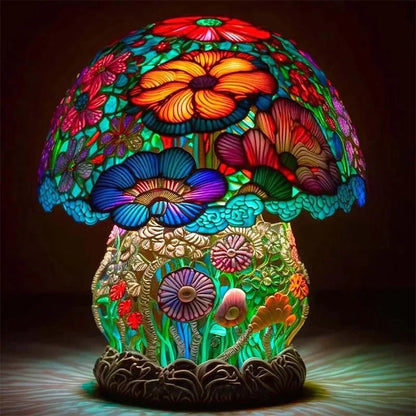 Resin Mushroom Accent Lamp 220-240V Colorful Ambient Glow for Nursery Bedroom Living Room Meditation Space Indoor Decorative Mood Light Stai