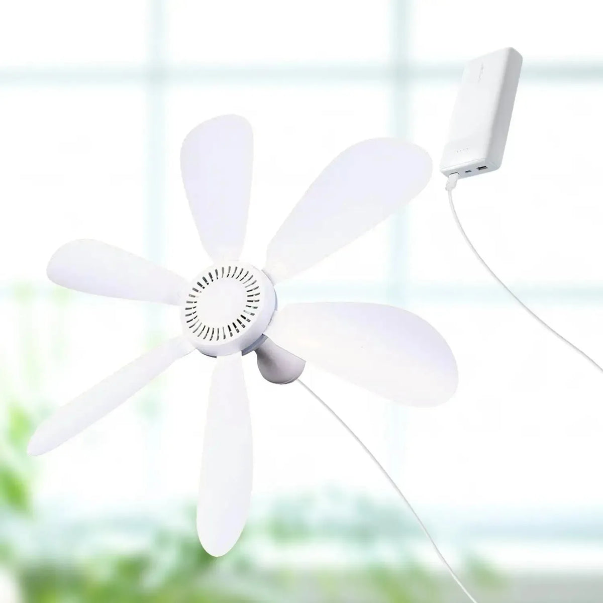 Portable Hanging Fan with Remote – 6-Blade Ceiling Fan and Timer for Camping, Tents, RVs