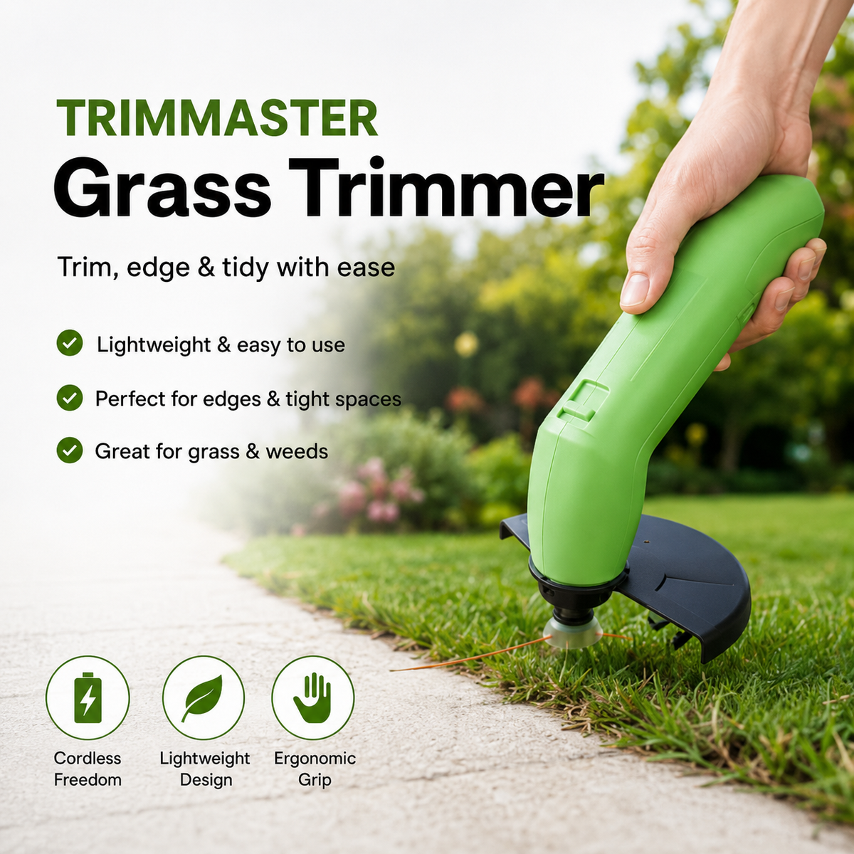 Battery-Powered Handheld Lawn Edger Compact Garden Tool for Trimming Grass Edges Pathways Borders Adjustable Lightweight Yard Maintenance