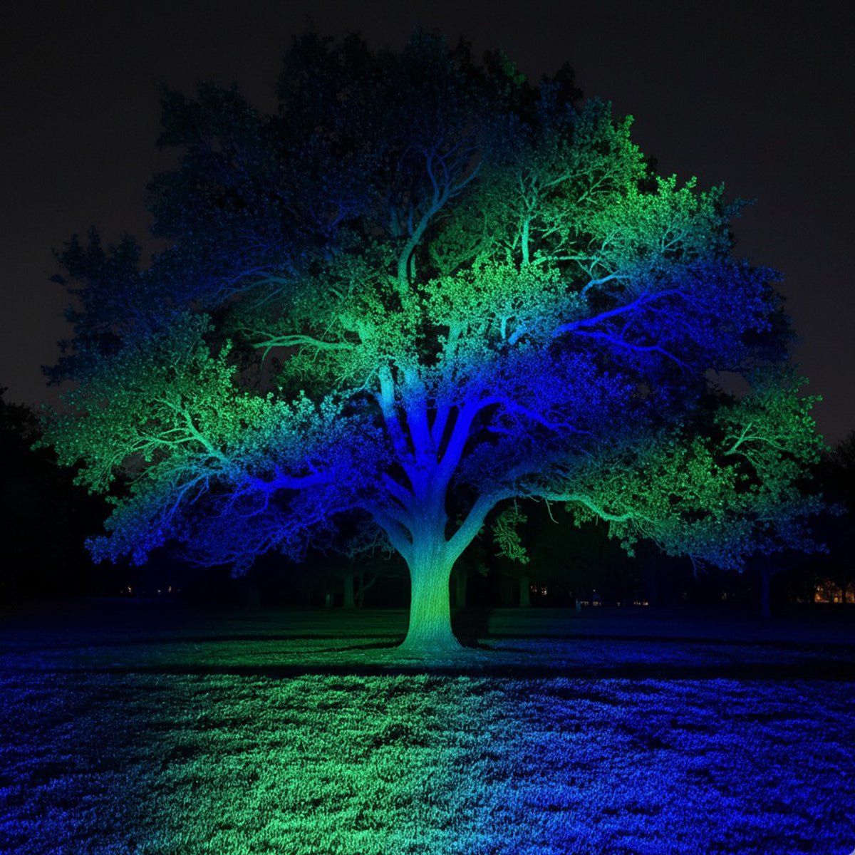 50W Color-Changing LED Floodlight for Yards, Patios & Facades – Remote-Controlled RGB Landscape Spotlight with Weather Protection