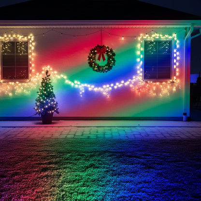 50W Color-Changing LED Floodlight for Yards, Patios & Facades – Remote-Controlled RGB Landscape Spotlight with Weather Protection