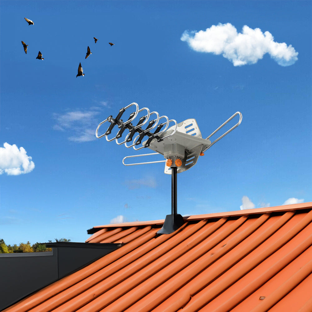 4K Digital TV Antenna for Outdoor Use – Long-Range UHF VHF Signal Reception with 360° Rotation & Remote Control
