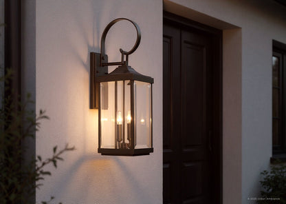 Outdoor Sconce Light 22 Inch Bronze Finish Exterior Lantern Fixture with Beveled Glass for Entryway Patio Porch House Facade Traditional Col