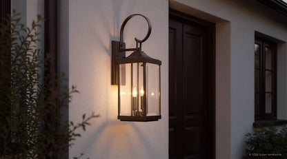 Outdoor Sconce Light 22 Inch Bronze Finish Exterior Lantern Fixture with Beveled Glass for Entryway Patio Porch House Facade Traditional Col