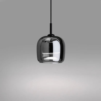 Smoky Glass Drop Ceiling Light E27 Socket Black Finish Adjustable Cord for Kitchen Island Bedroom Dining Room Scandinavian Minimal Style Hom