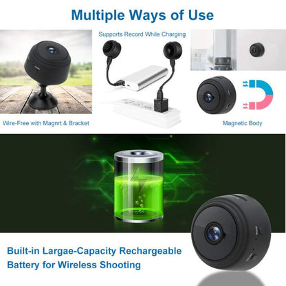Magnetic Mini Surveillance Camera HD 1080p Wide Angle Night Vision Home Security Monitor