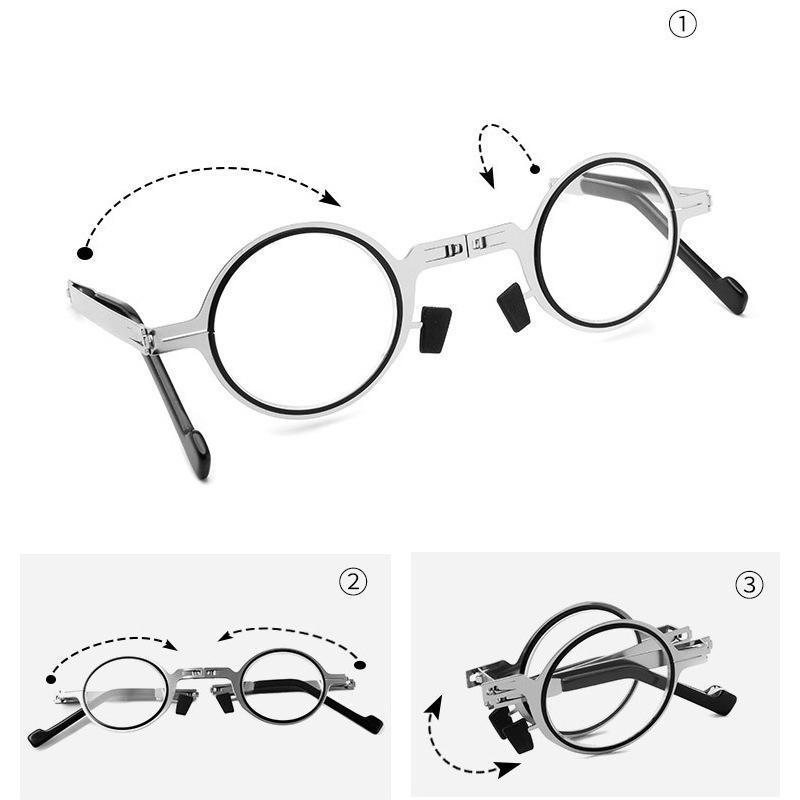 Collapsible Titanium Reading Glasses with Blue Light Filter for Men & Women – Pocket-Size Readers with Anti-Slip Nose Pads