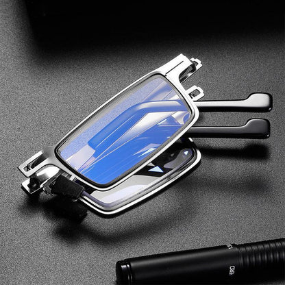 Collapsible Titanium Reading Glasses with Blue Light Filter for Men & Women – Pocket-Size Readers with Anti-Slip Nose Pads