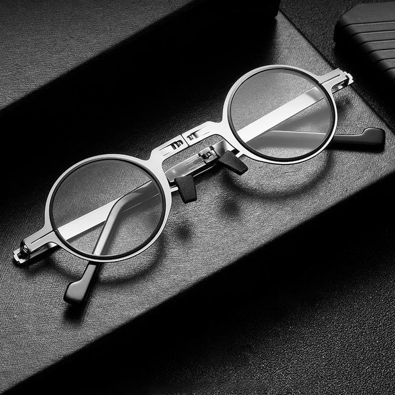Collapsible Titanium Reading Glasses with Blue Light Filter for Men & Women – Pocket-Size Readers with Anti-Slip Nose Pads
