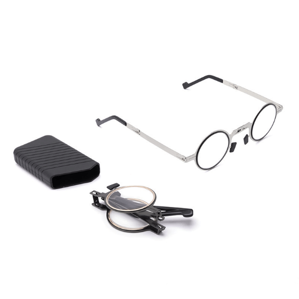 Collapsible Titanium Reading Glasses with Blue Light Filter for Men & Women – Pocket-Size Readers with Anti-Slip Nose Pads