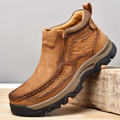 Leather High-Top Ankle Boot Orthopedic Arch Support Walking Sneakers for Men & Women | Posture Correcting Slip-On Athletic Footwear