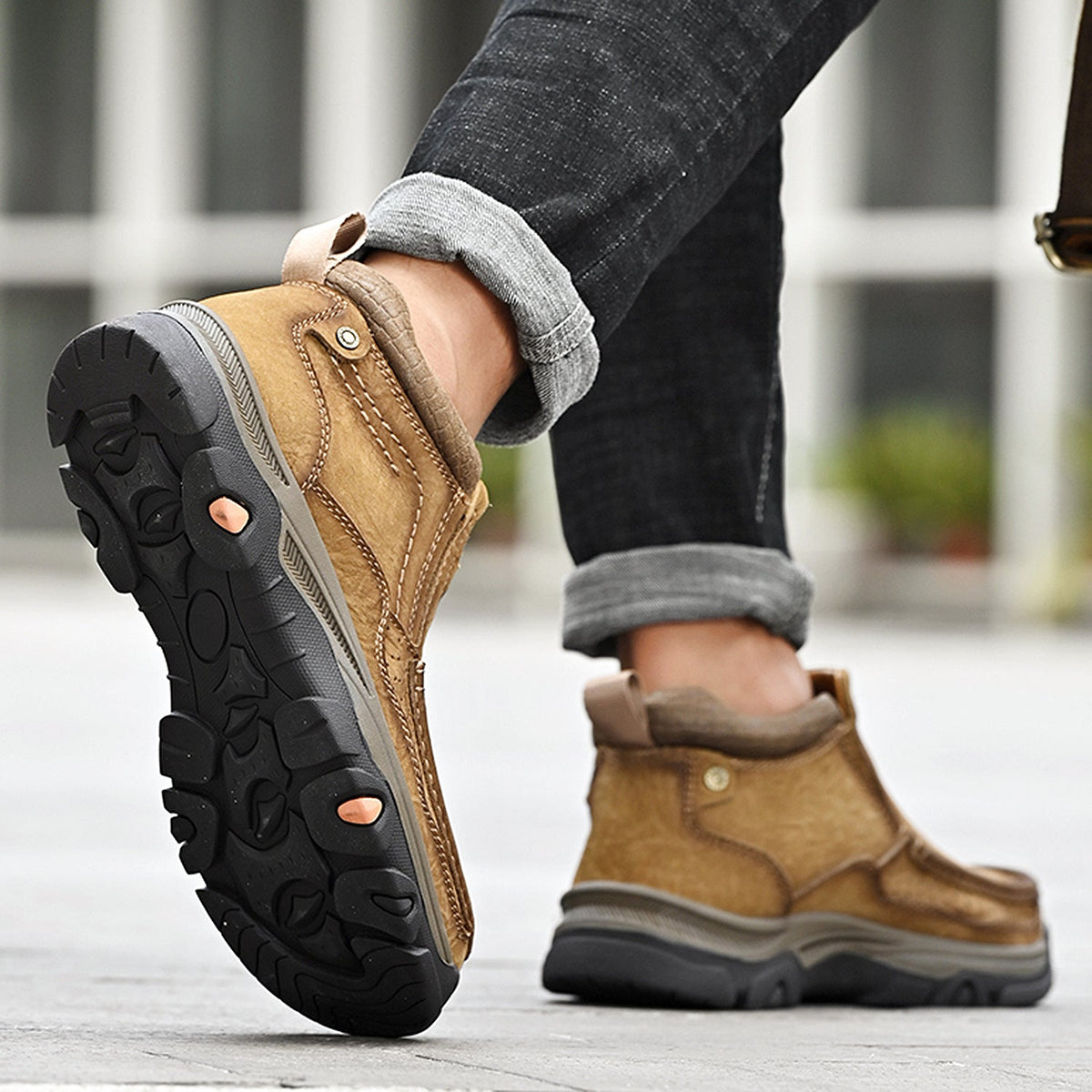 Leather High-Top Ankle Boot Orthopedic Arch Support Walking Sneakers for Men & Women | Posture Correcting Slip-On Athletic Footwear