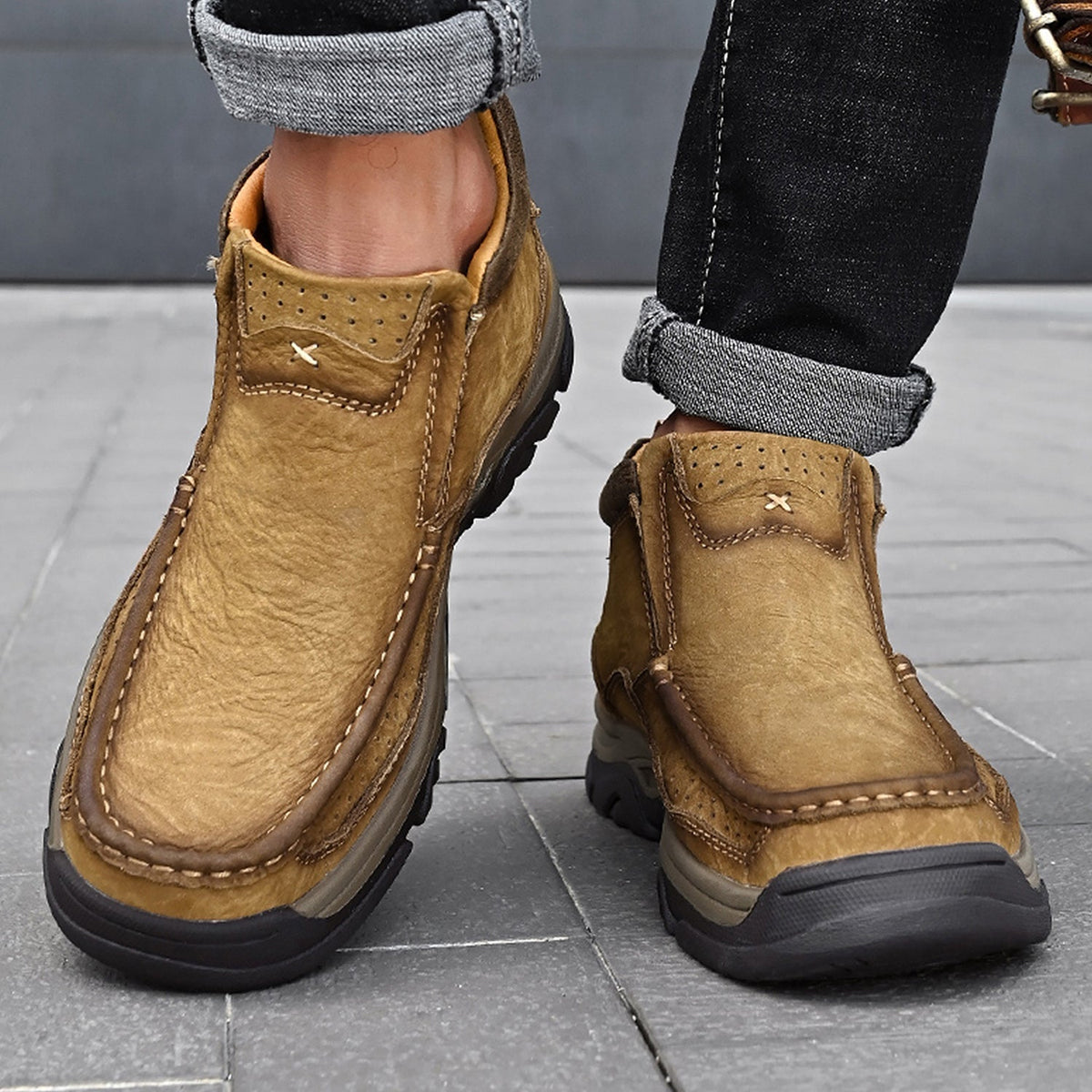Leather High-Top Ankle Boot Orthopedic Arch Support Walking Sneakers for Men & Women | Posture Correcting Slip-On Athletic Footwear