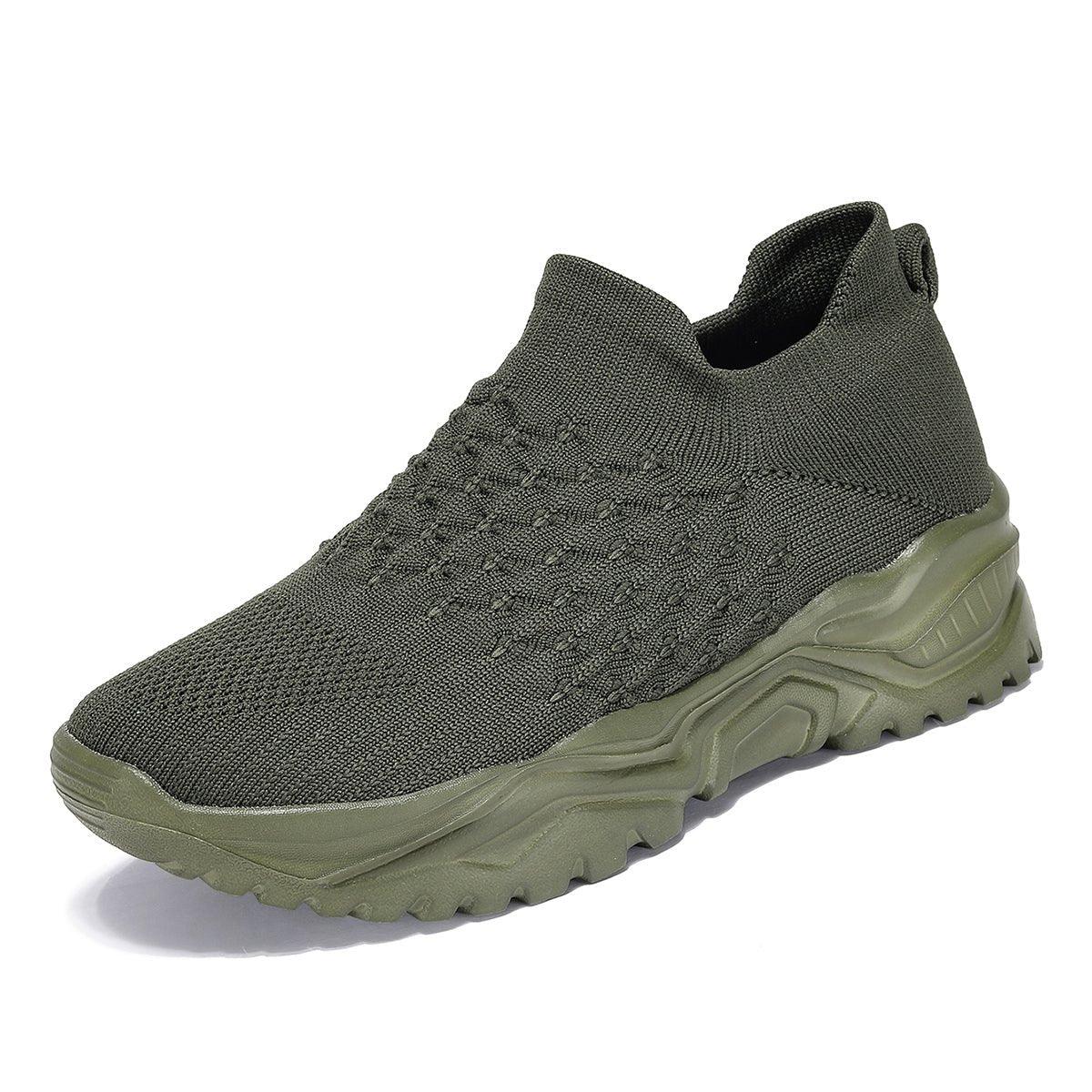Slip-On Walking Shoes with Cushioned Insole & Arch Support in Olive Green for Men & Women
