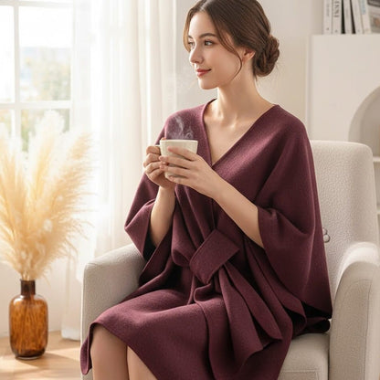 Wynter Poncho Coat - Polyester-Wool Blend, One Size