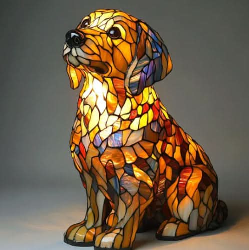 Dog Breed LED Night Light Sculpted Resin Desk Lamp with USB Power for Bedroom, Living Room & Nursery Decor | Accent Lighting for Pet Lovers