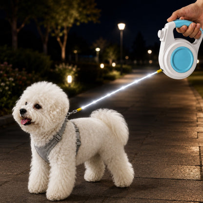 Ortekor Rechargeable Light-Up Retractable Dog Leash for Night Walks - Helps Small Dogs Stay Visible & Easy to Control