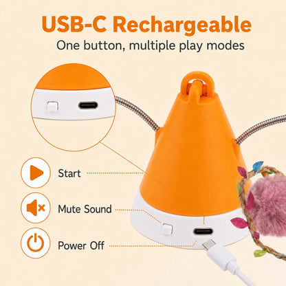 Ortekor MiaSpin 360 Magnetic Rotating Cat Teaser Toy for Indoor Cats - USB-C Hands-Free Play to Beat Boredom