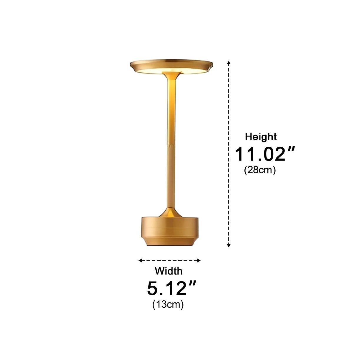 Rechargeable LED Nightstand Lamp Aluminum 11 Inch Touch Dimming 3 Color Modes Cordless Portable Light for Bedroom Office Desk Compact Modern