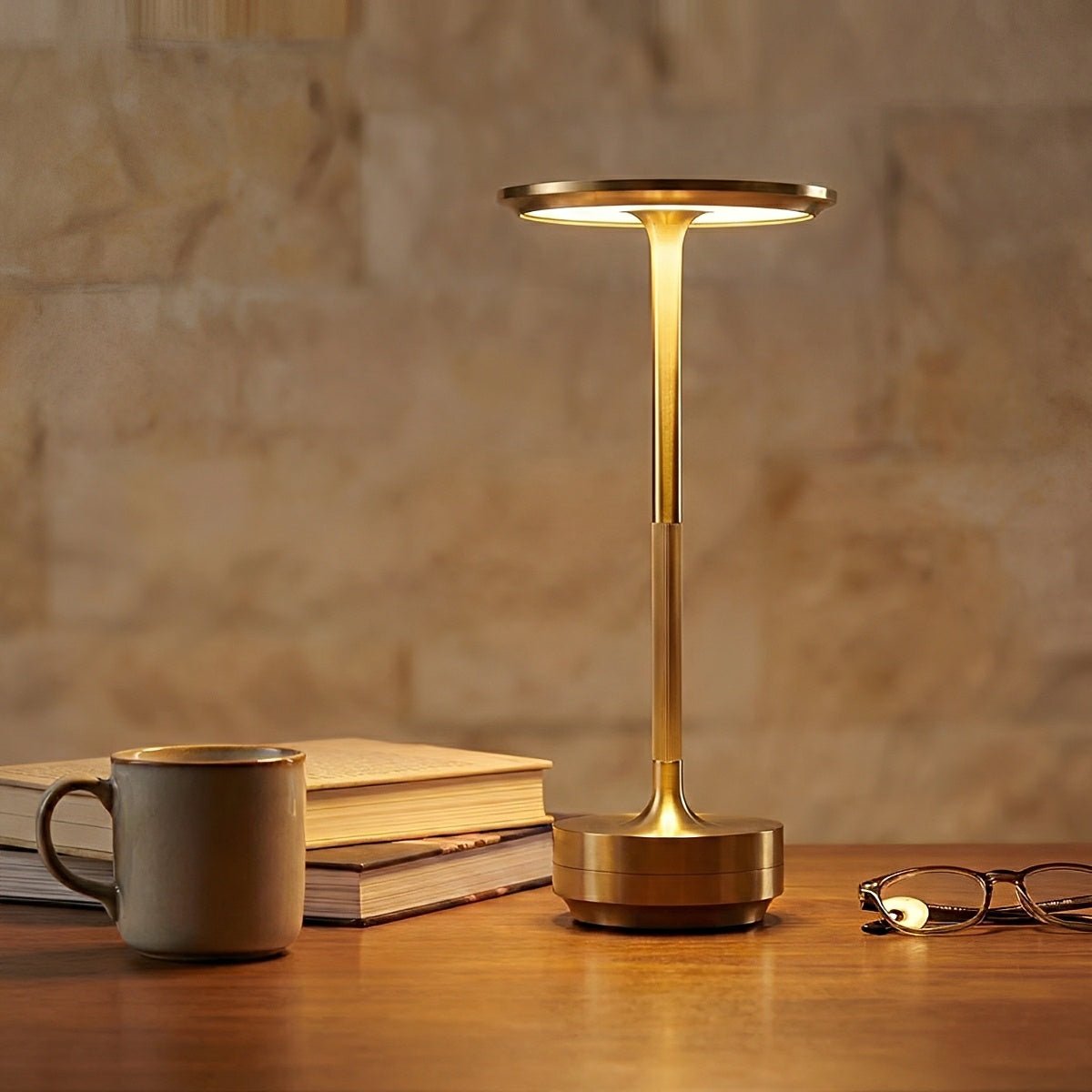 Rechargeable LED Nightstand Lamp Aluminum 11 Inch Touch Dimming 3 Color Modes Cordless Portable Light for Bedroom Office Desk Compact Modern