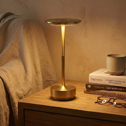Rechargeable LED Nightstand Lamp Aluminum 11 Inch Touch Dimming 3 Color Modes Cordless Portable Light for Bedroom Office Desk Compact Modern