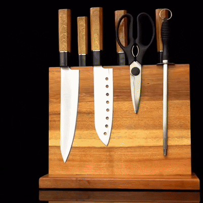 Liora Knife Holder - High-Quality Wood, Double-Sided Magnet