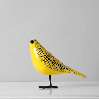 Yellow Resin Figurines Tabletop Accents Set Contemporary Shelf Decor Owl Pear Pumpkin Bird Sculptures 8 Inch Statement Pieces for Coffee Tab