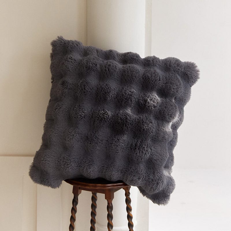 Plush Faux Fur Accent Pillow Cover 20x20 Inches Square Decorative Cushion Case for Sofas Chairs Beds Bedroom Living Room Decor Cream Tan Gra