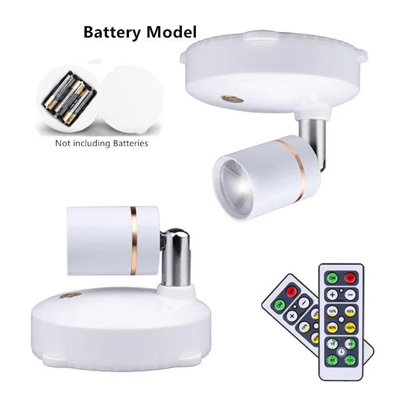 Wireless Battery LED Spotlight with Remote Control Dimmer for Wall Art Picture Accent Lighting Living Room Bedroom Indoor Cordless Puck