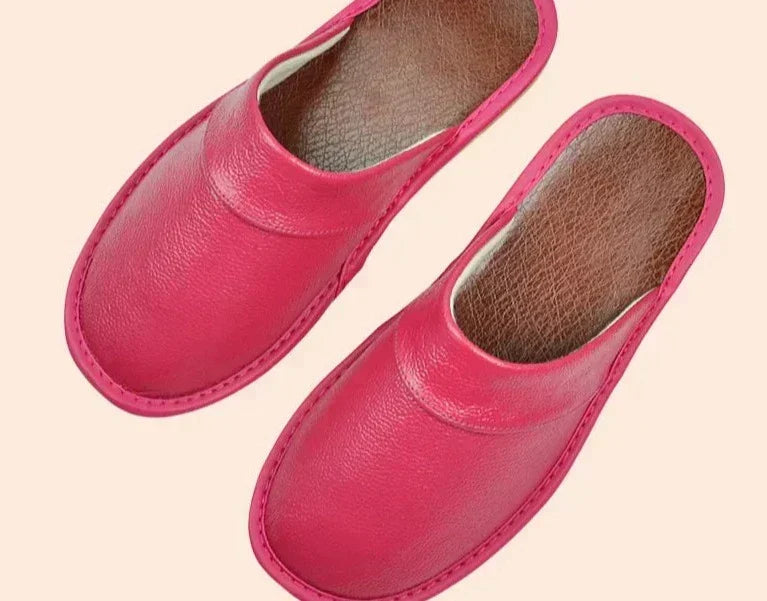 Men's Genuine Leather House Slippers – Soft Indoor Moccasins for Fall & Winter