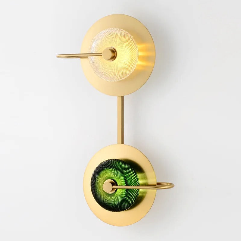 Wall Sconce Light Fixture Gold Finish E27 Socket Clear or Green Glass for Hallway Bedroom Living Room Modern Brass-Style Accent Lighting