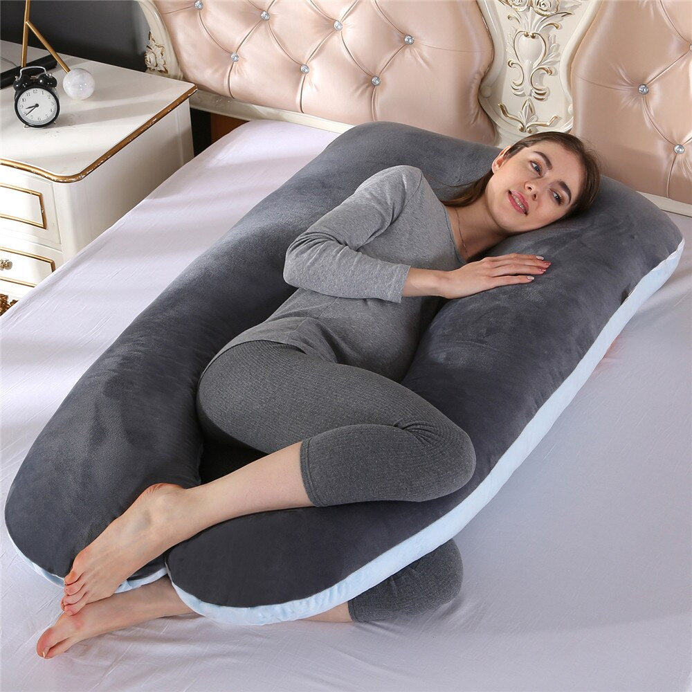Wraparound Body Pillow for Side Sleeping – Pregnancy & Spinal Support Cushion with Machine-Washable Cotton Shell