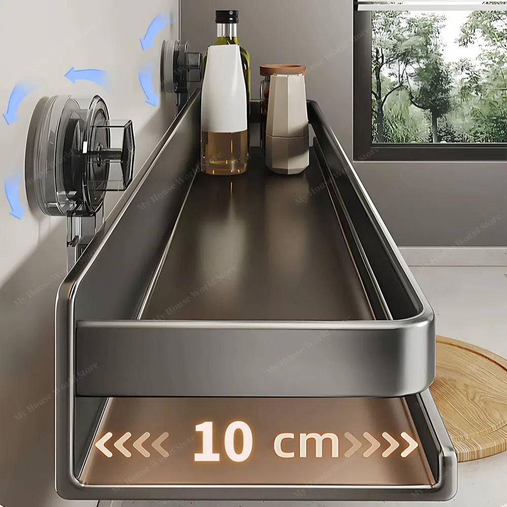 Wall-Mounted Spice Rack with Suction Cups – Sleek Kitchen Organizer