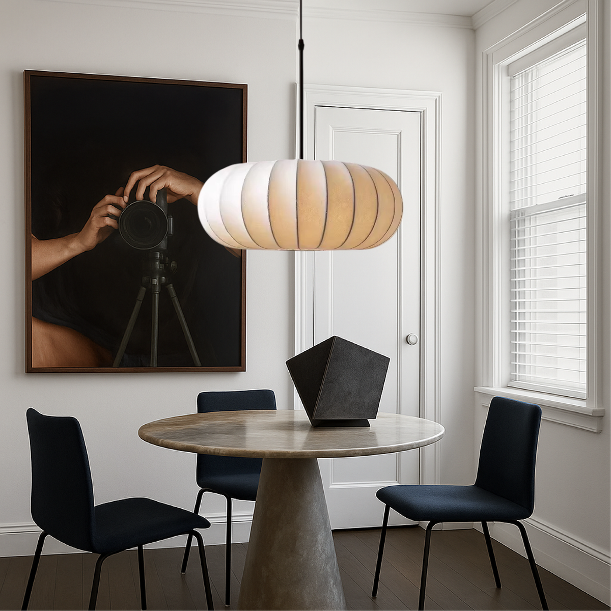 Silk Pendant Light – Modern Dome Ceiling Fixture for Dining Room, Kitchen Island & Living Room – 3000K Warm White LED with Adjustable Cord