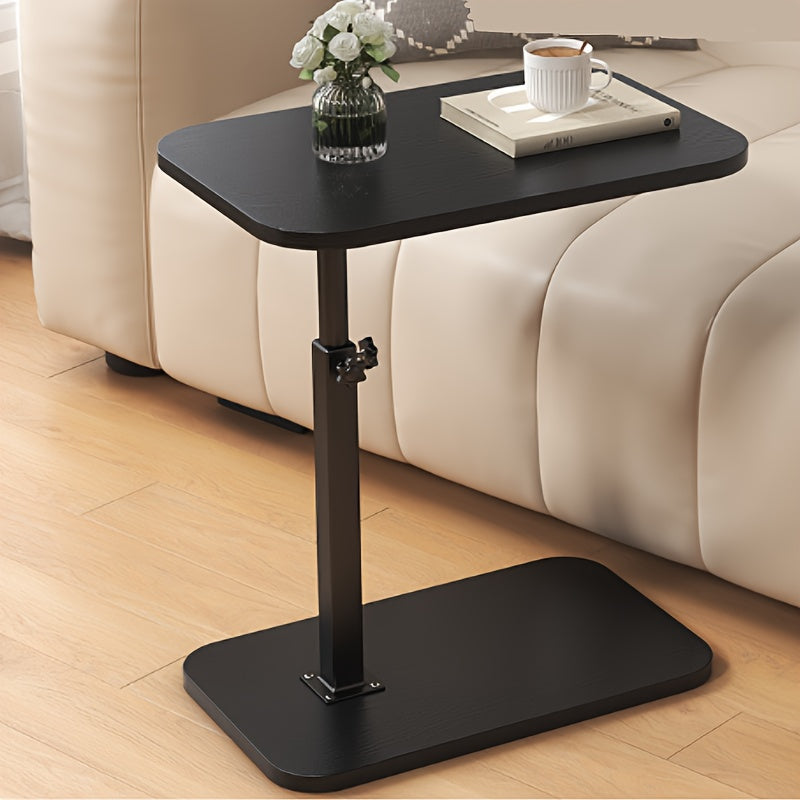Adjustable Height C-Table for Couch & Bed – Wood Top, Metal Base, Slides Under Furniture for Living Room, Bedroom, Home Office