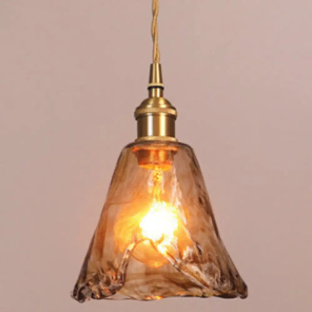 Single-Bulb Hanging Ceiling Light Golden Honey Glass Shade Retro Fixture for Dining Room Kitchen Island Living Space