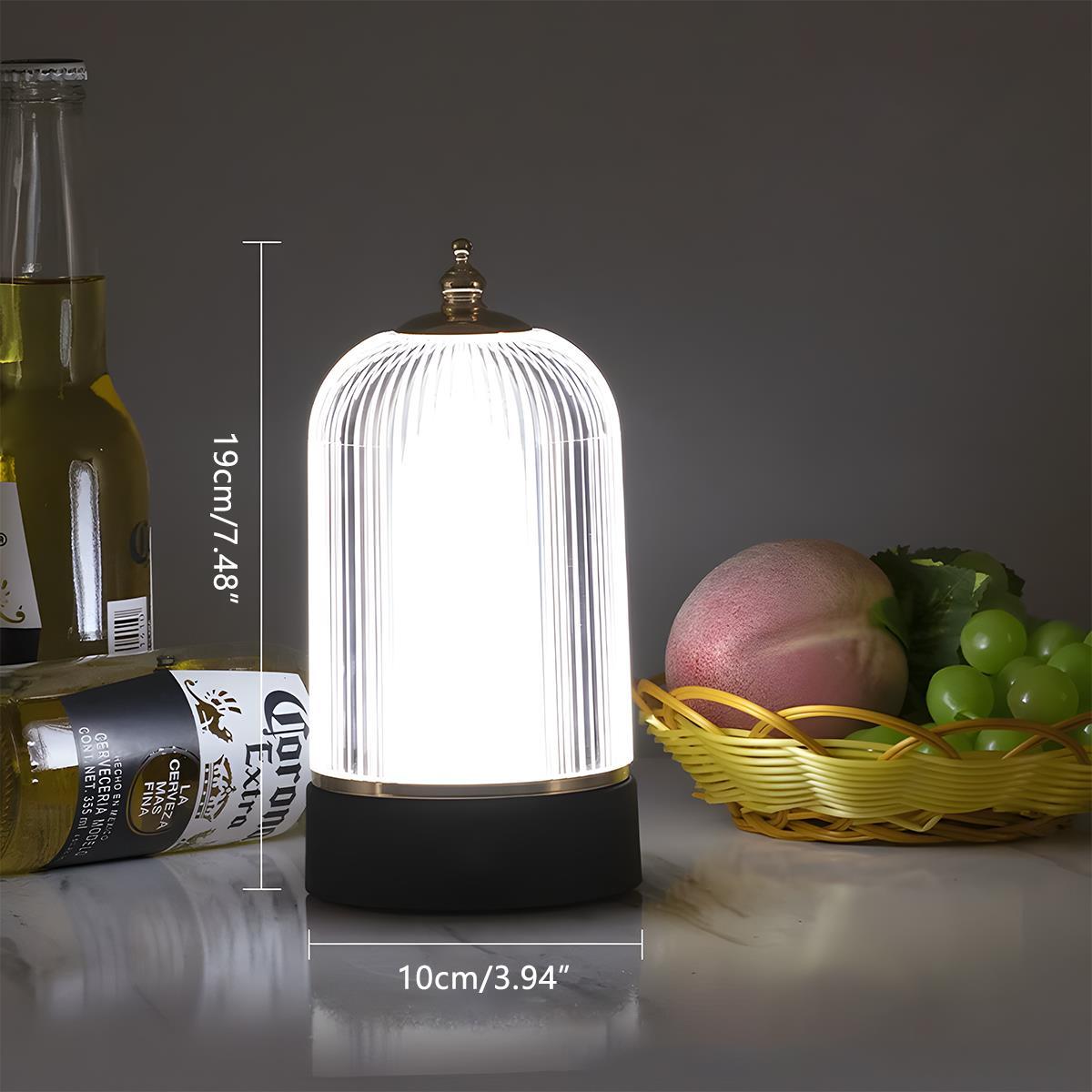 Cordless Touch-Dimming Portable Lamp 7.5 Inches Tall with USB Rechargeable Battery for Nightstand Living Area Dining Surface