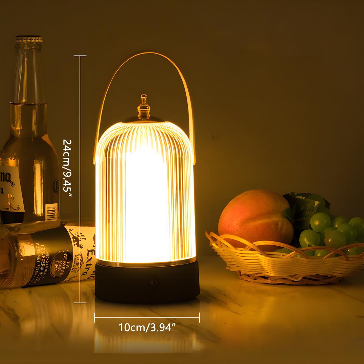 Cordless Touch-Dimming Portable Lamp 7.5 Inches Tall with USB Rechargeable Battery for Nightstand Living Area Dining Surface